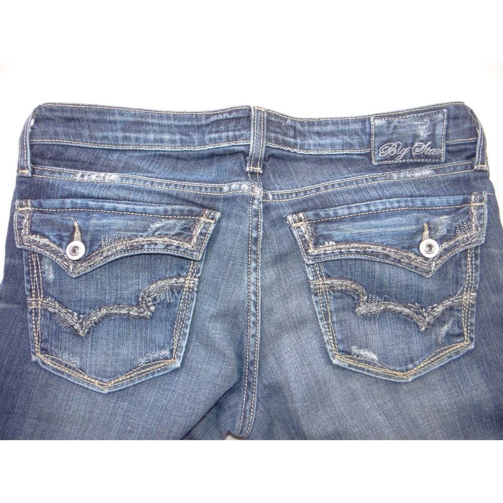 Big Star Y2K Sweet Ultra-Low Rise Bootcut Jeans Womens 29L Embellished Pocket - Picture 4 of 7